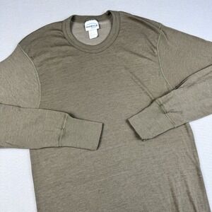 Vintage Duofold Merino Wool Blend Thermal Shirt Size L Beige Long Sleeve USA
